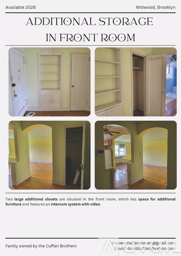 A flyer for a kitchen-dining room combo is available in August/September 2025 for Midwood, Brooklyn.
