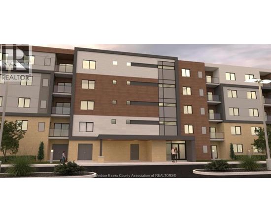 A modern apartment building with balconies and a small courtyard in front.
