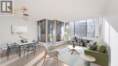 A living room with a dining table and chairs.