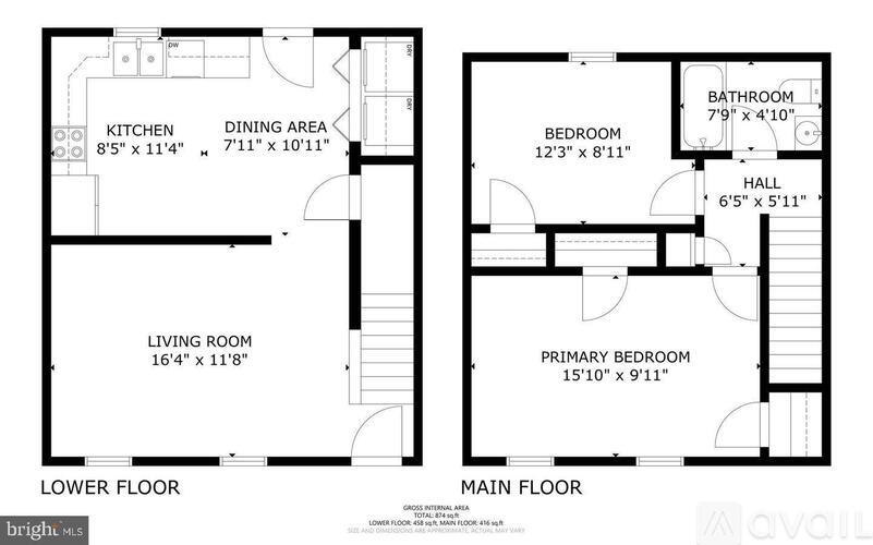 A floor plan of a two-story home with labeled rooms and dimensions.