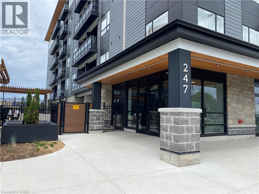 The entrance to a building with the number 247 on it.