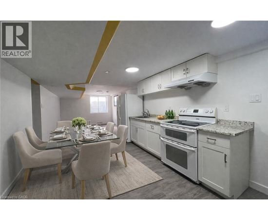 A well-lit kitchen and dining area with modern furniture.