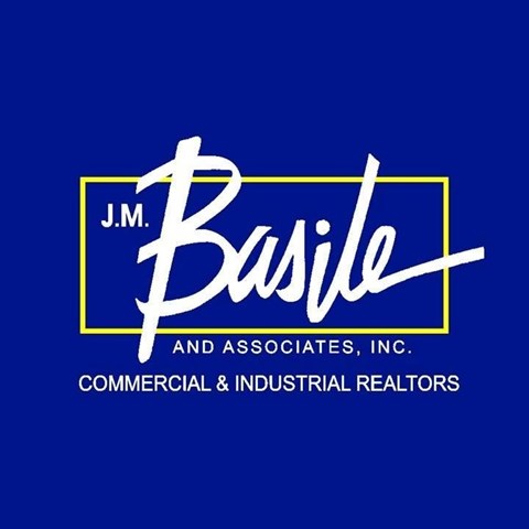 The image is a logo of J.M. Basile and Associates, Inc., a commercial and industrial real estate company.