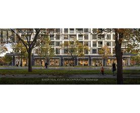 A rendering of a modern building with people walking in front.
