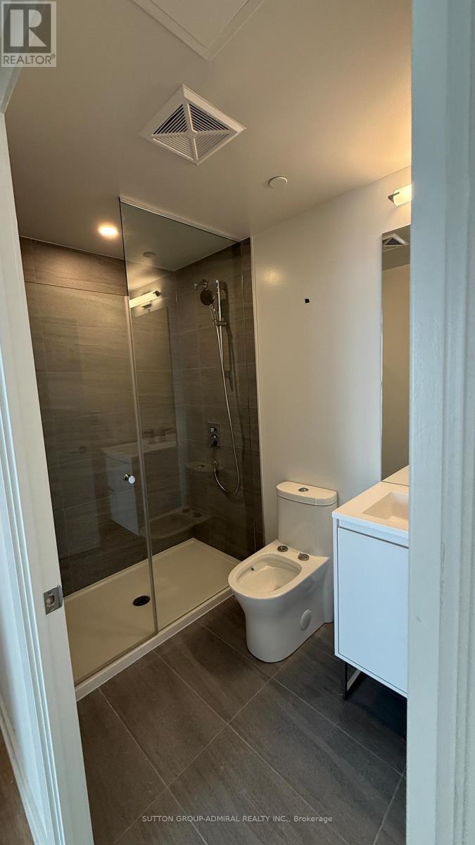 A bathroom with a walk-in shower and a toilet.