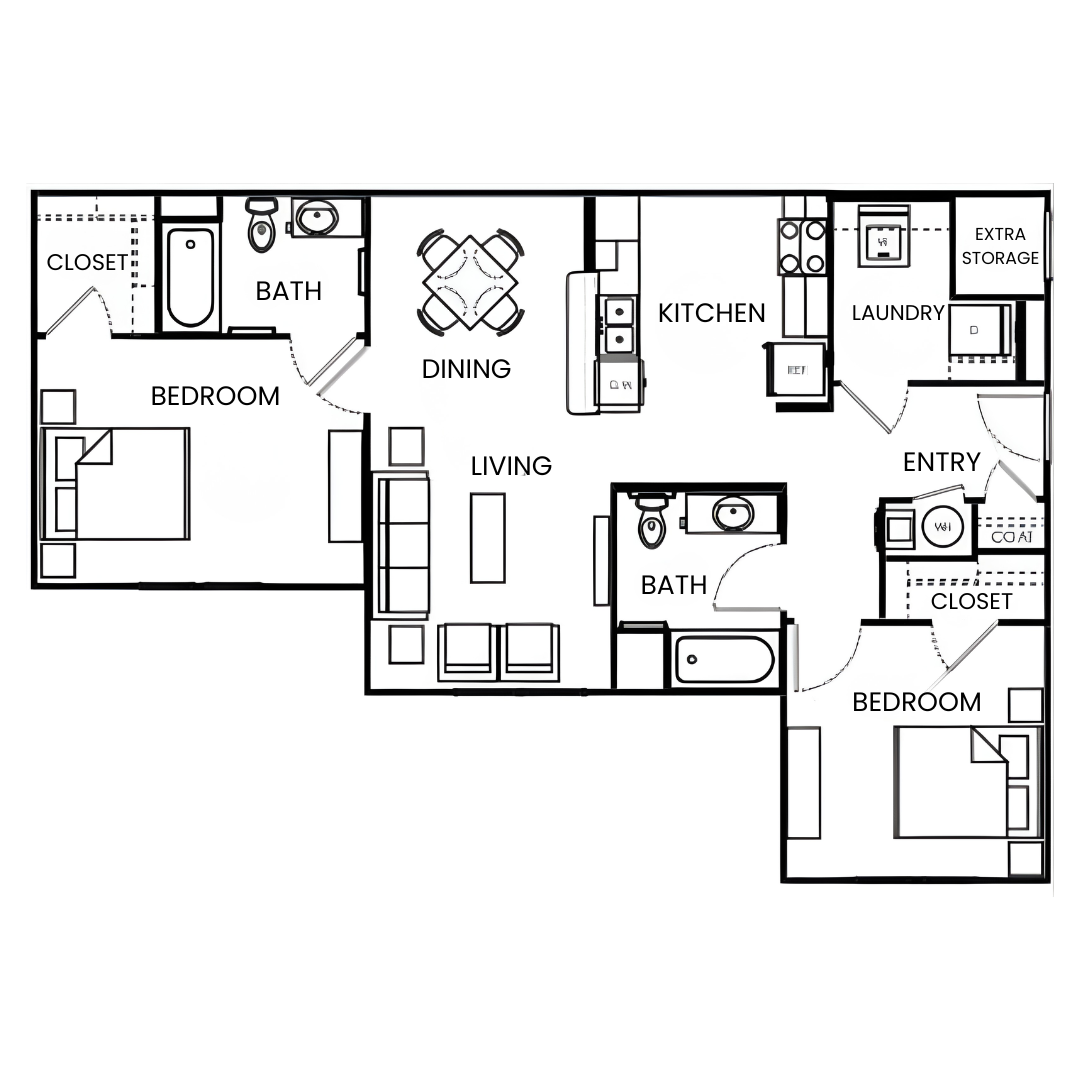 2 Bed, 2 Bath