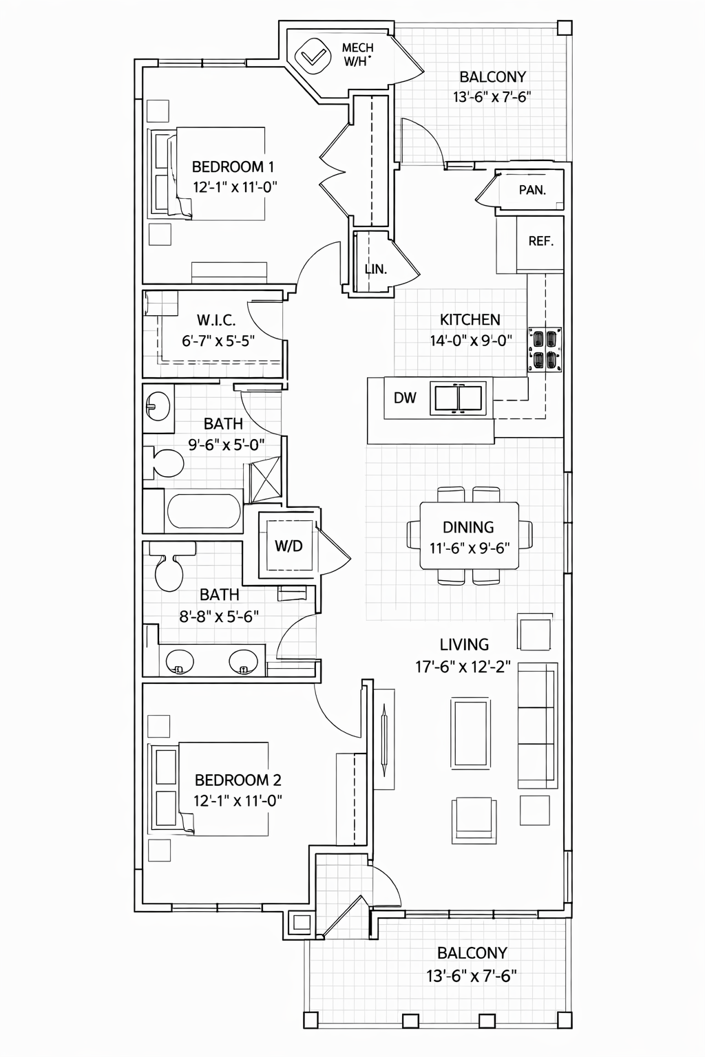 2 Bedroom 1 Bathroom C