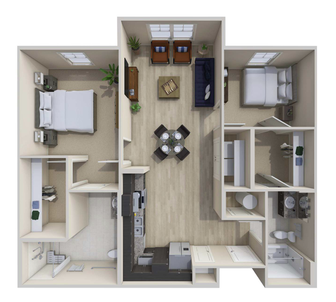 2 Bed, 1 Bath