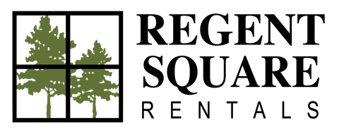 Four green trees are shown in a symmetrical pattern.