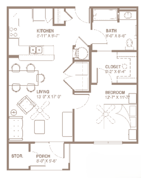 1 Bed, 1 Bath