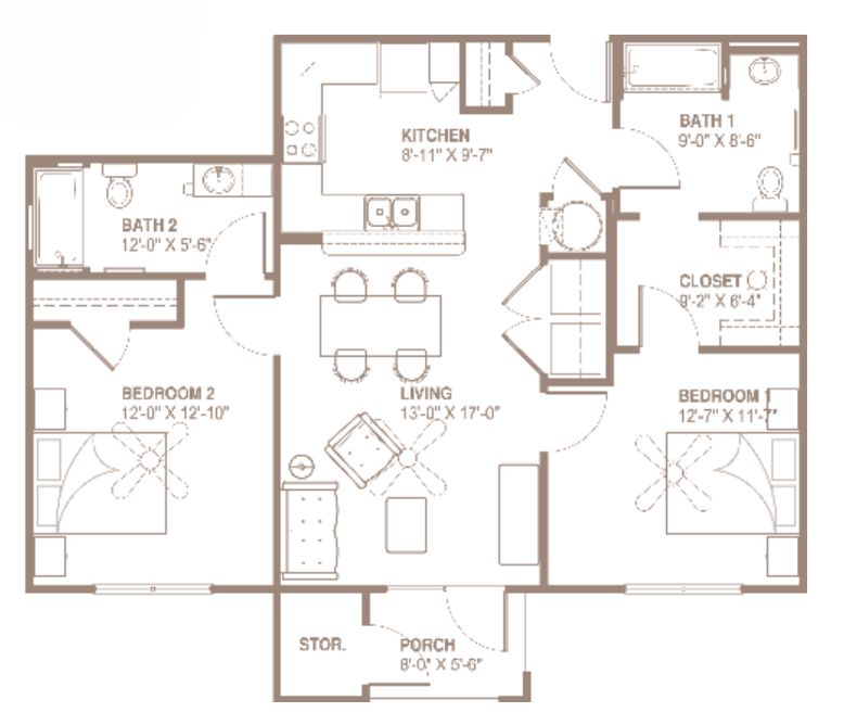 2 Bed, 2 Bath