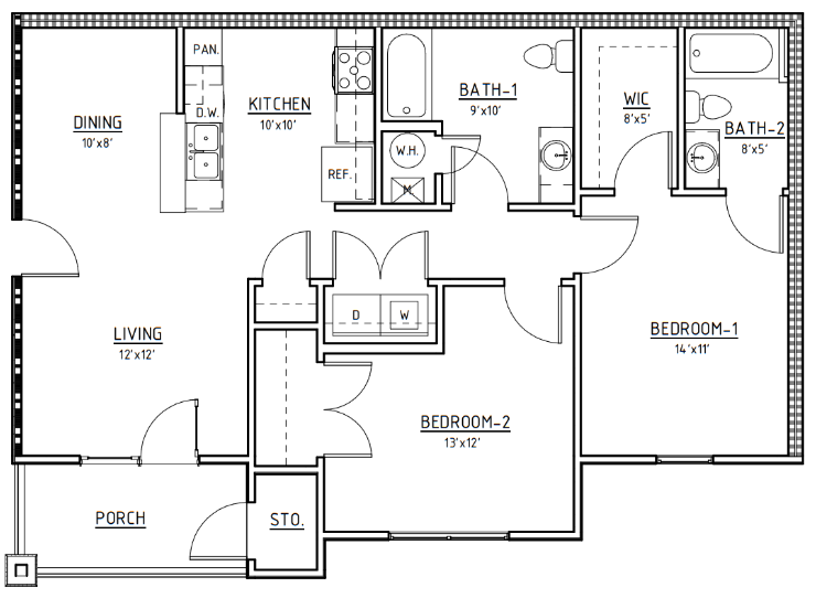 2 Bed, 2 Bath