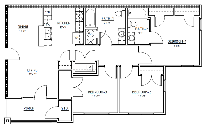 3 Bed, 2 Bath