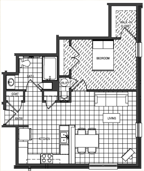 1 Bed, 1 Bath B