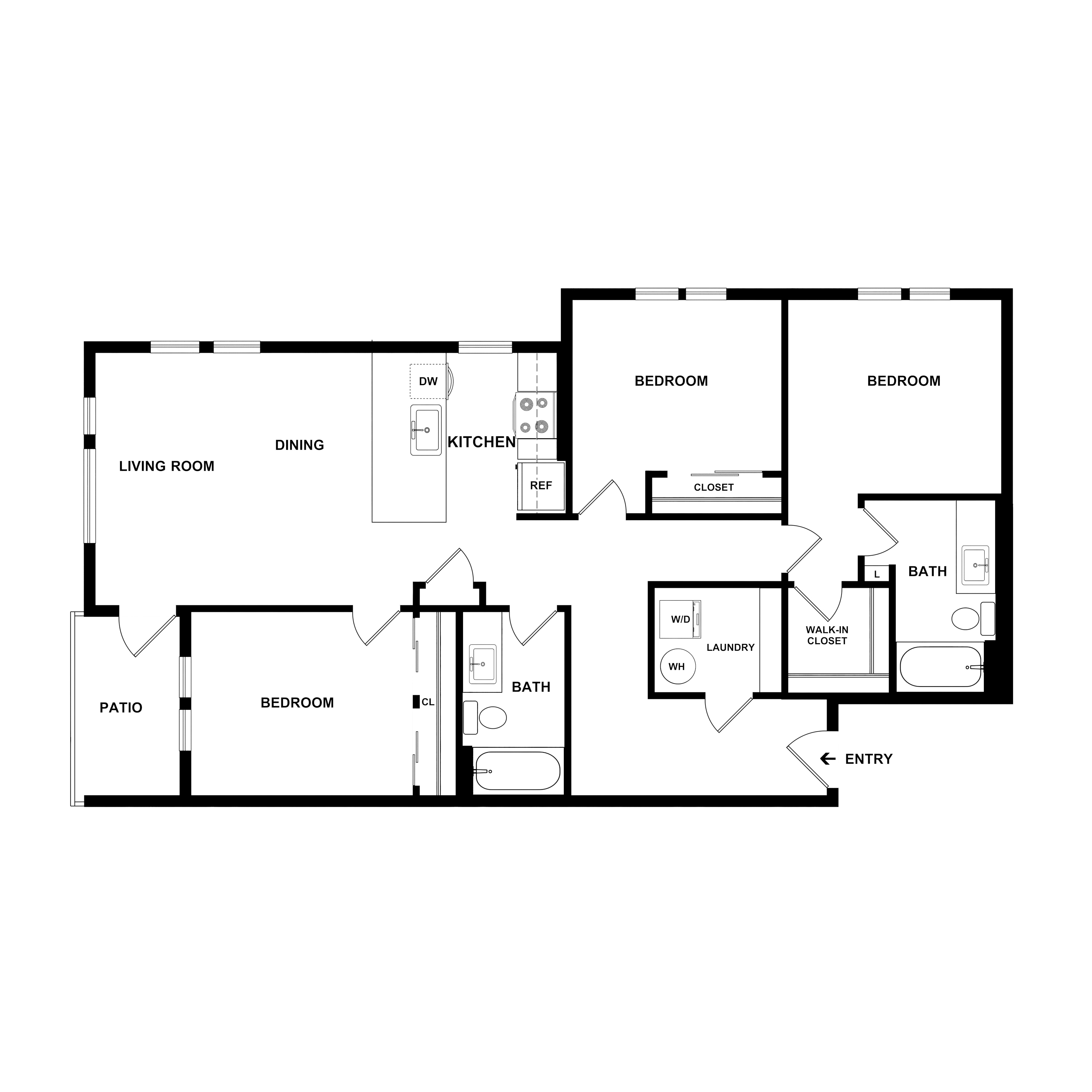 3 Bed 2 Bath Garden with Garage - 1226B