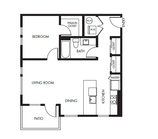 1 Bed 1 Bath Garden - 738