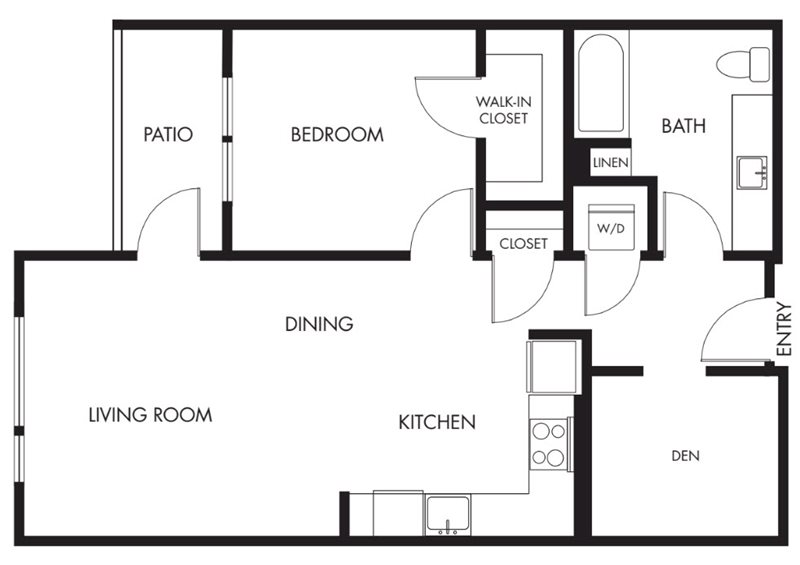 1 Bed 1 Bath Podium plus Den - 819