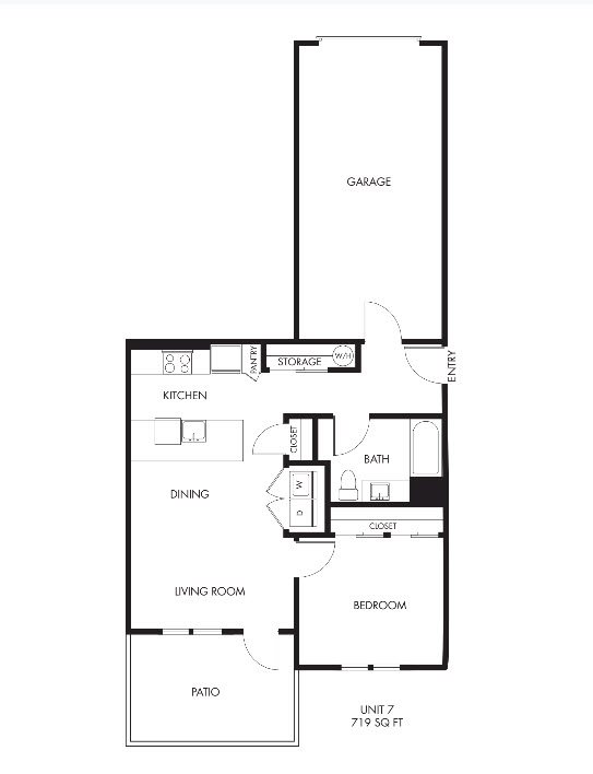 1 Bed 1 Bath Garden with Garage - 719