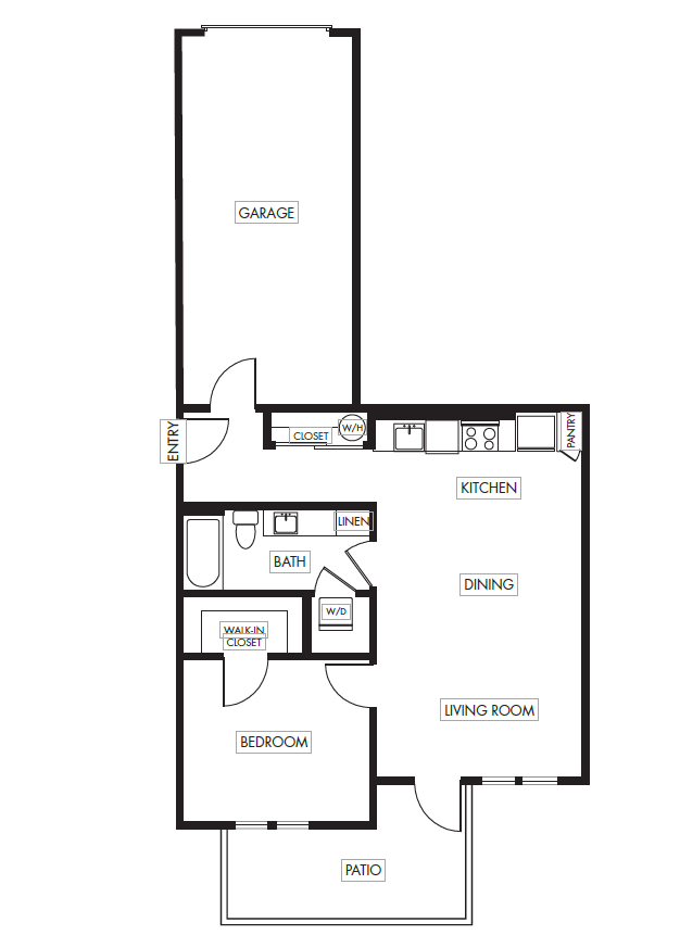 1 Bed 1 Bath Garden with Garage - 726