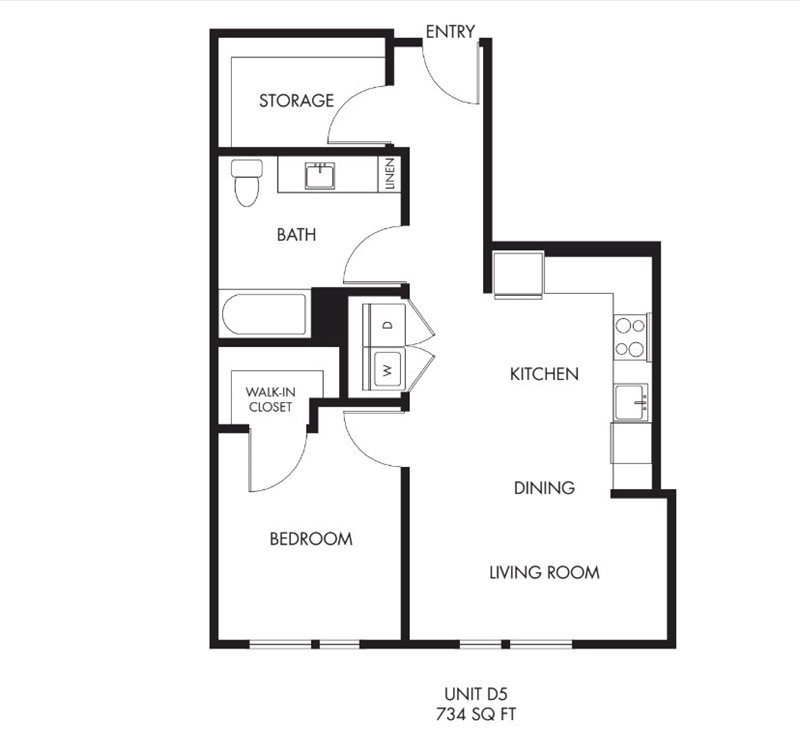 1 Bed 1 Bath Podium - 734