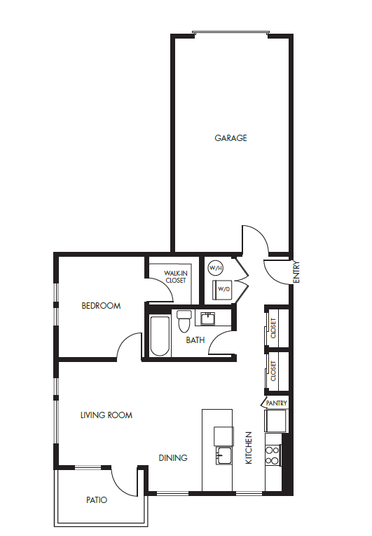 1 Bed 1 Bath Garden with Garage - 738