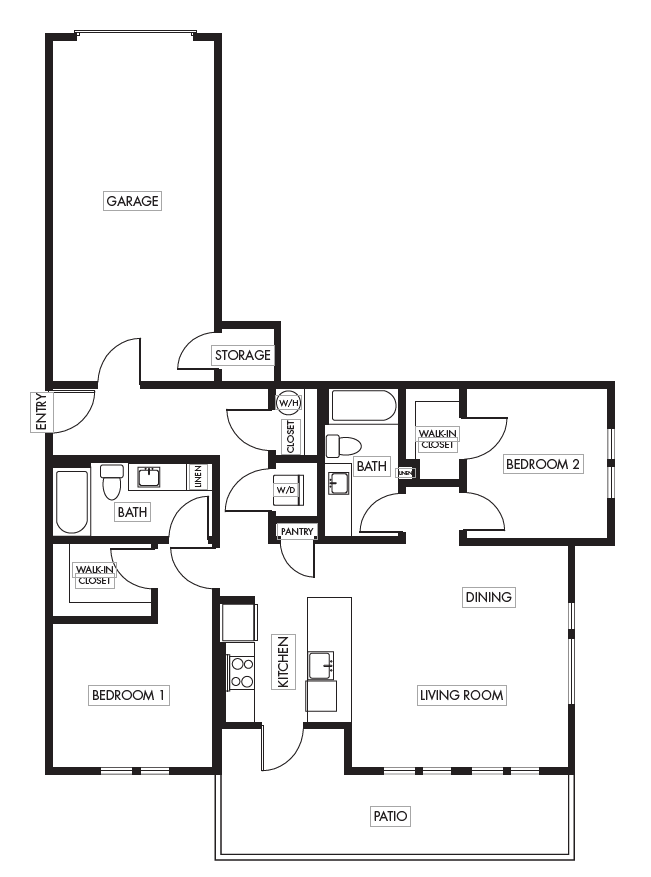 2 Bed 2 Bath Garden with Garage - 1071A