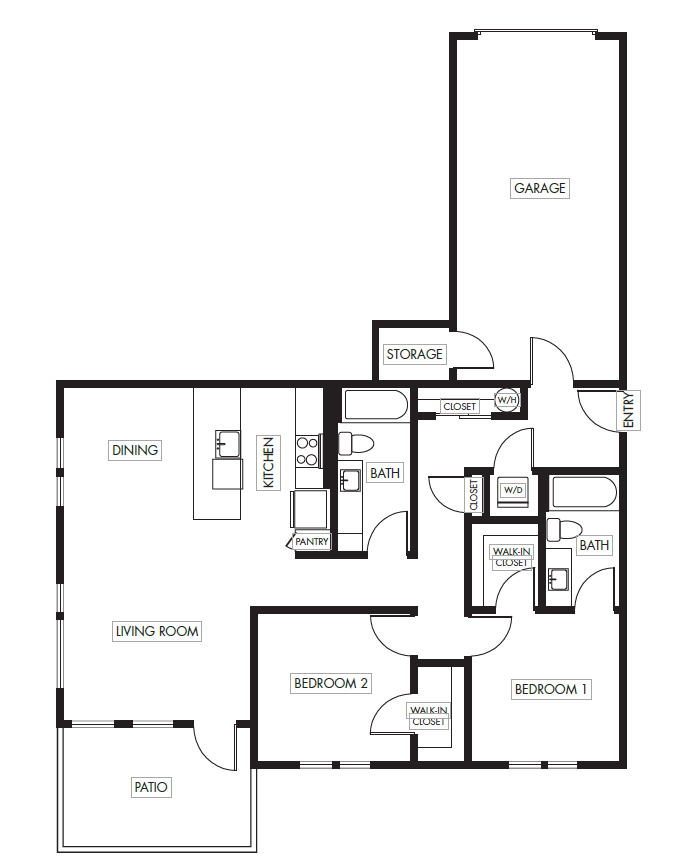 2 Bed 2 Bath Garden with Garage - 1104