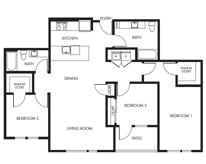 3 Bed 2 Bath Podium - 1241