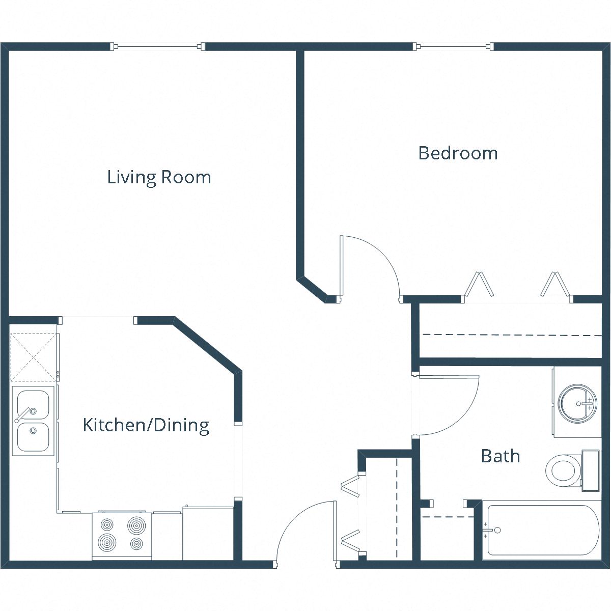 Park Circle Apartments | One Bedroom Floor Plan