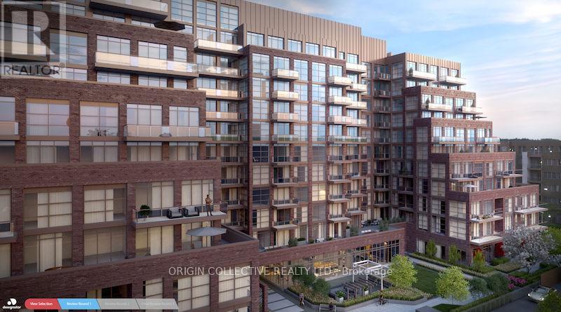 A modern apartment complex with multiple buildings and balconies.