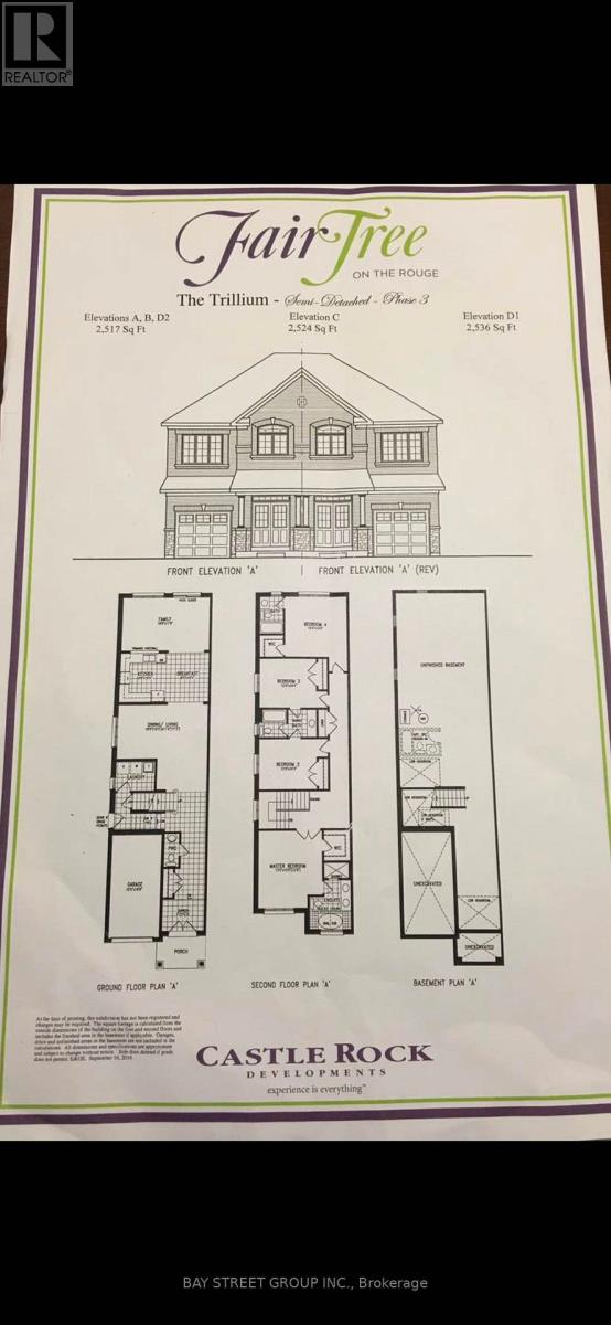 A drawing of a house called Fairtree with three floor plans.