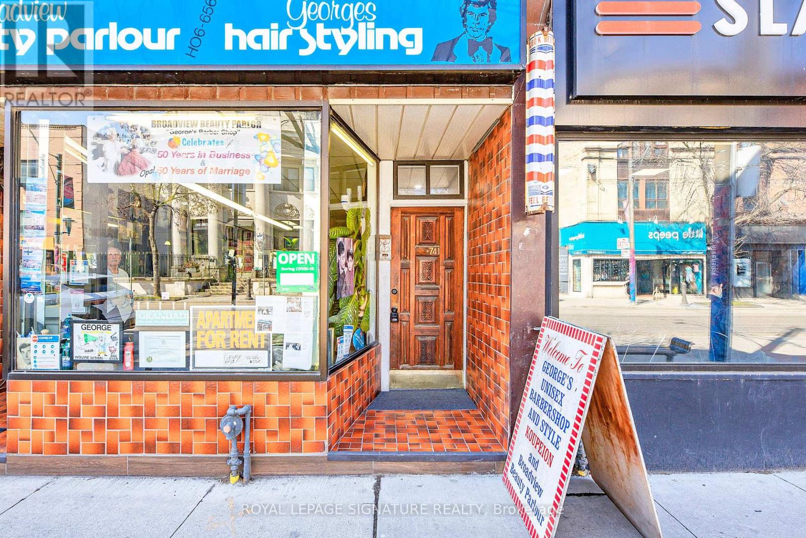 A hair salon is open for business.