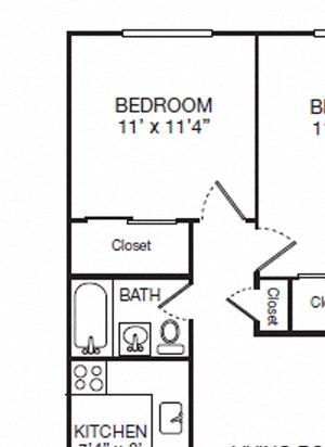 Floor Plan - 2 Bedroom Beverwyck Gardens