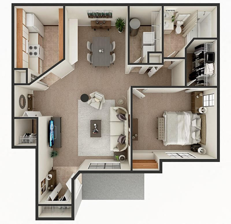 1 bedroom apartment floor plan