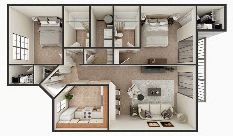 2 bedroom apartment floor plan