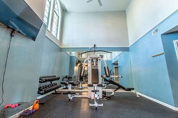apartment fitness center with free weights