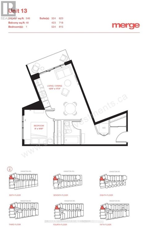 A floor plan of a three-bedroom apartment with a detailed breakdown of each room.