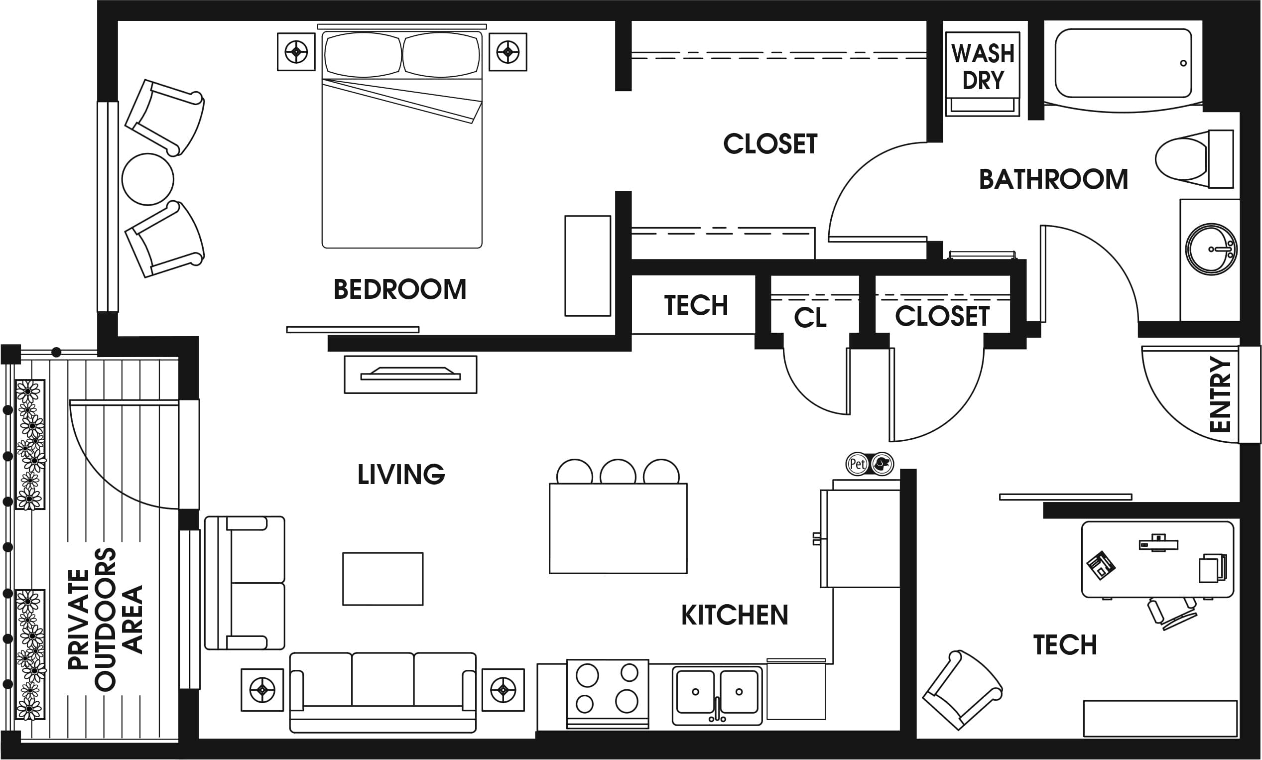 1 Bed/1 Bath Den ARCH-B1-2