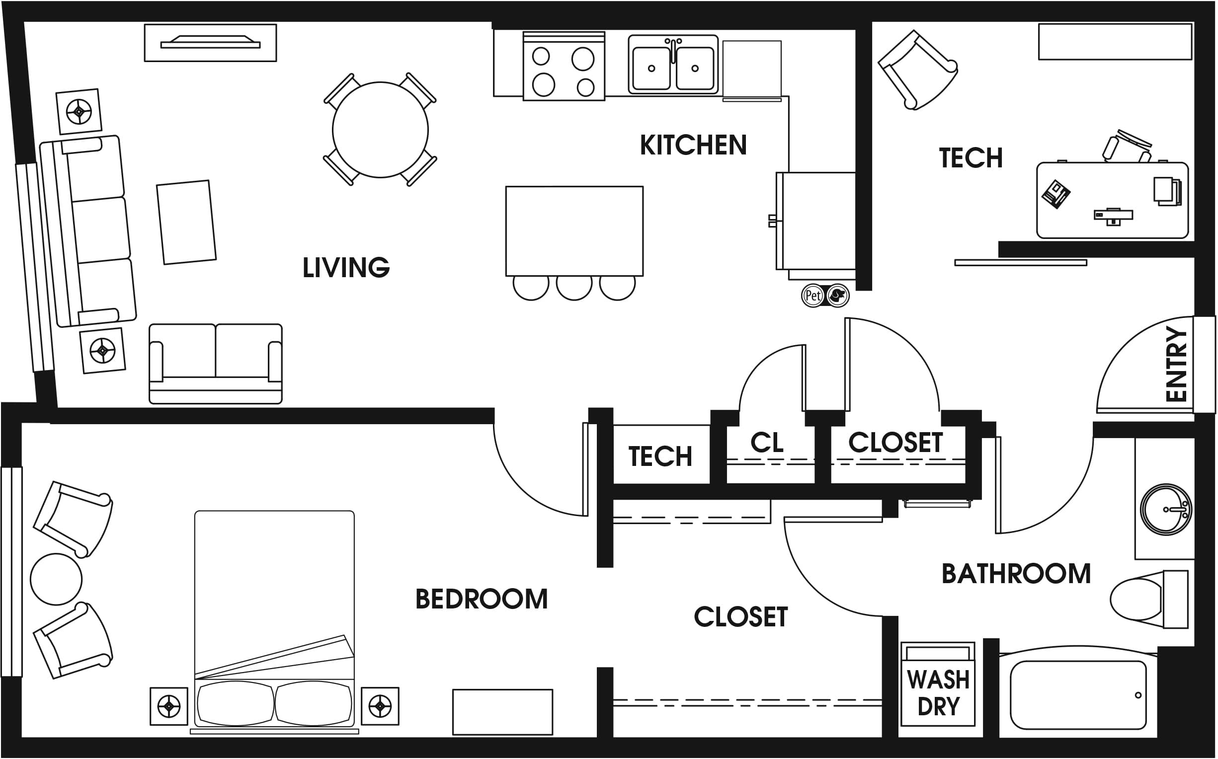 1 Bed/1 Bath Den ARCH-B1a