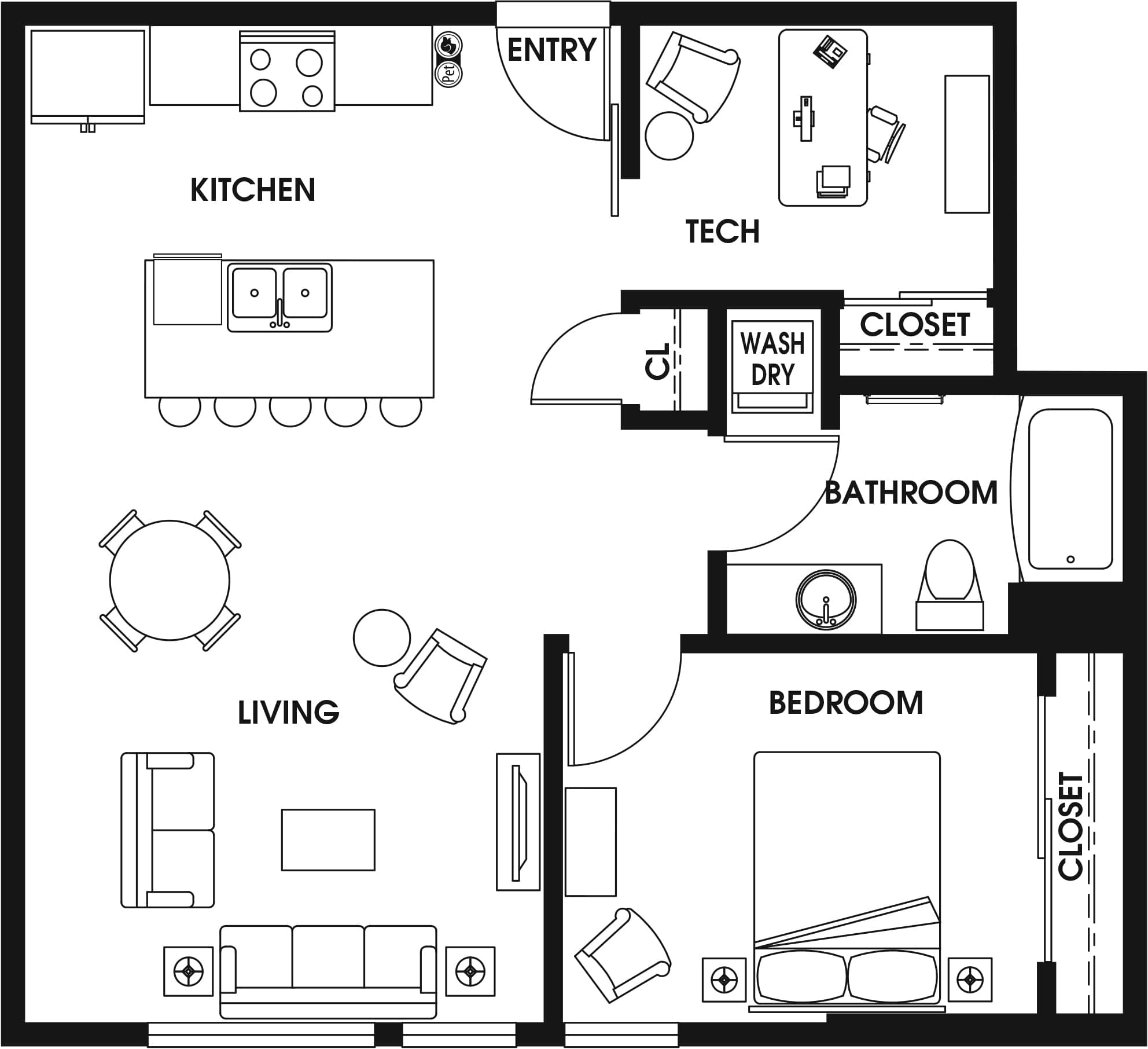 1 Bed/1 Bath Den ARCH-B4