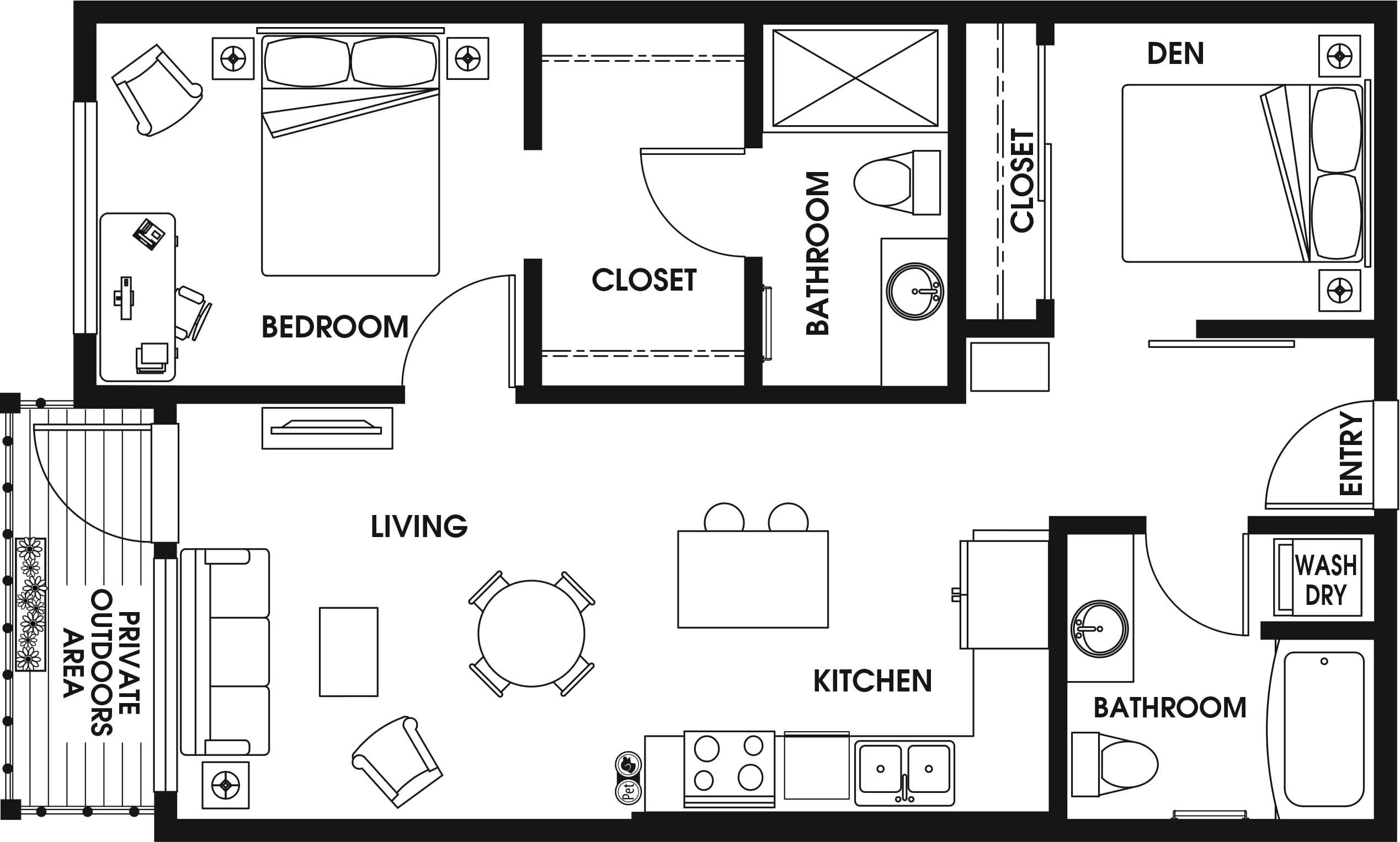 1 Bed/2 Bath Den-B7_D