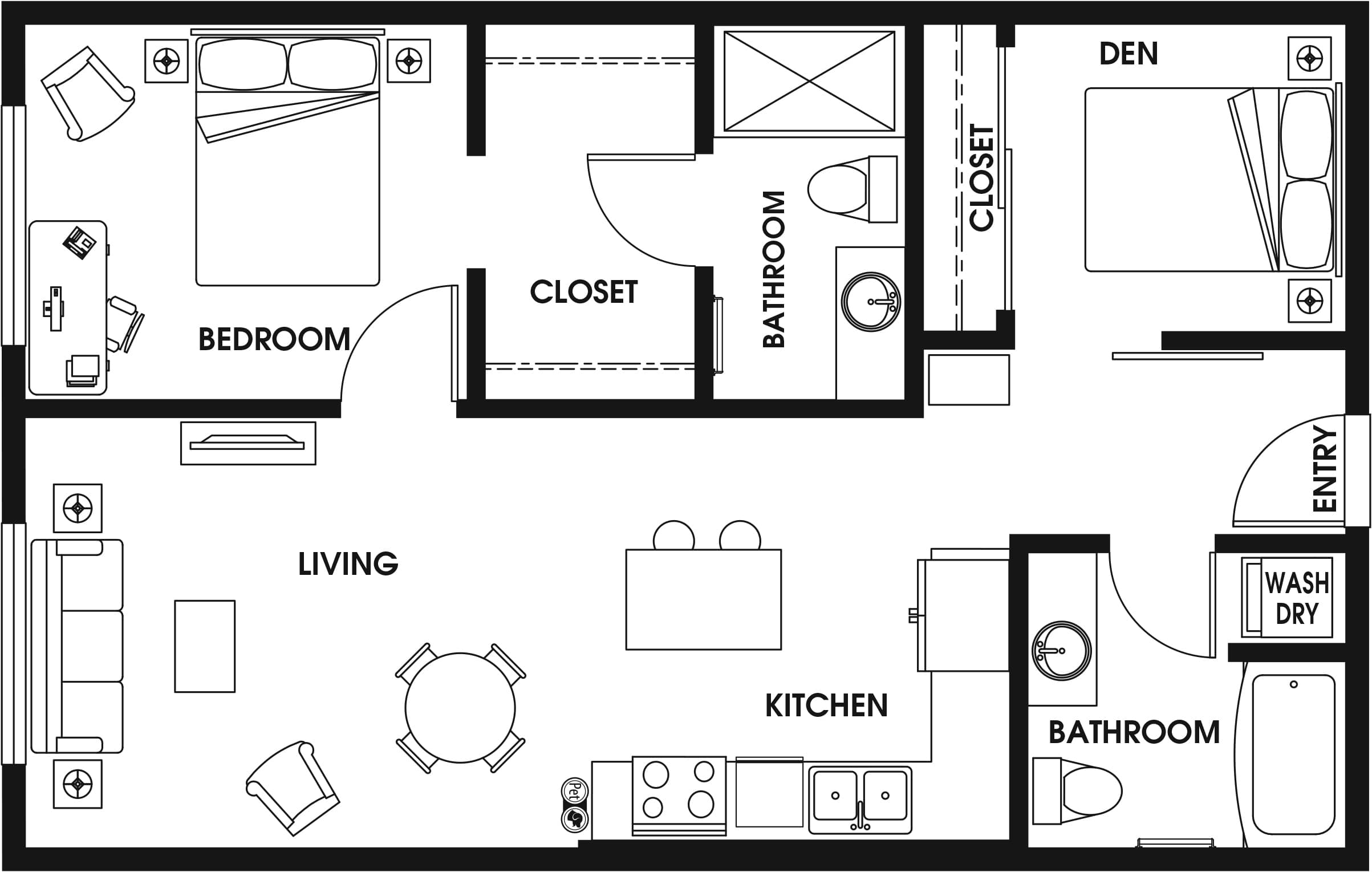 1 Bed/2 Bath Den ARCH-B7_N