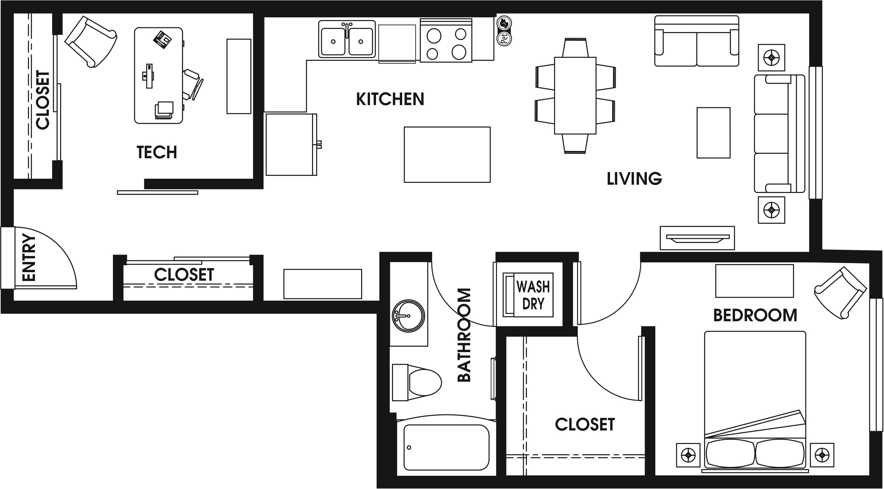 1 Bed/1 Bath Den-B9