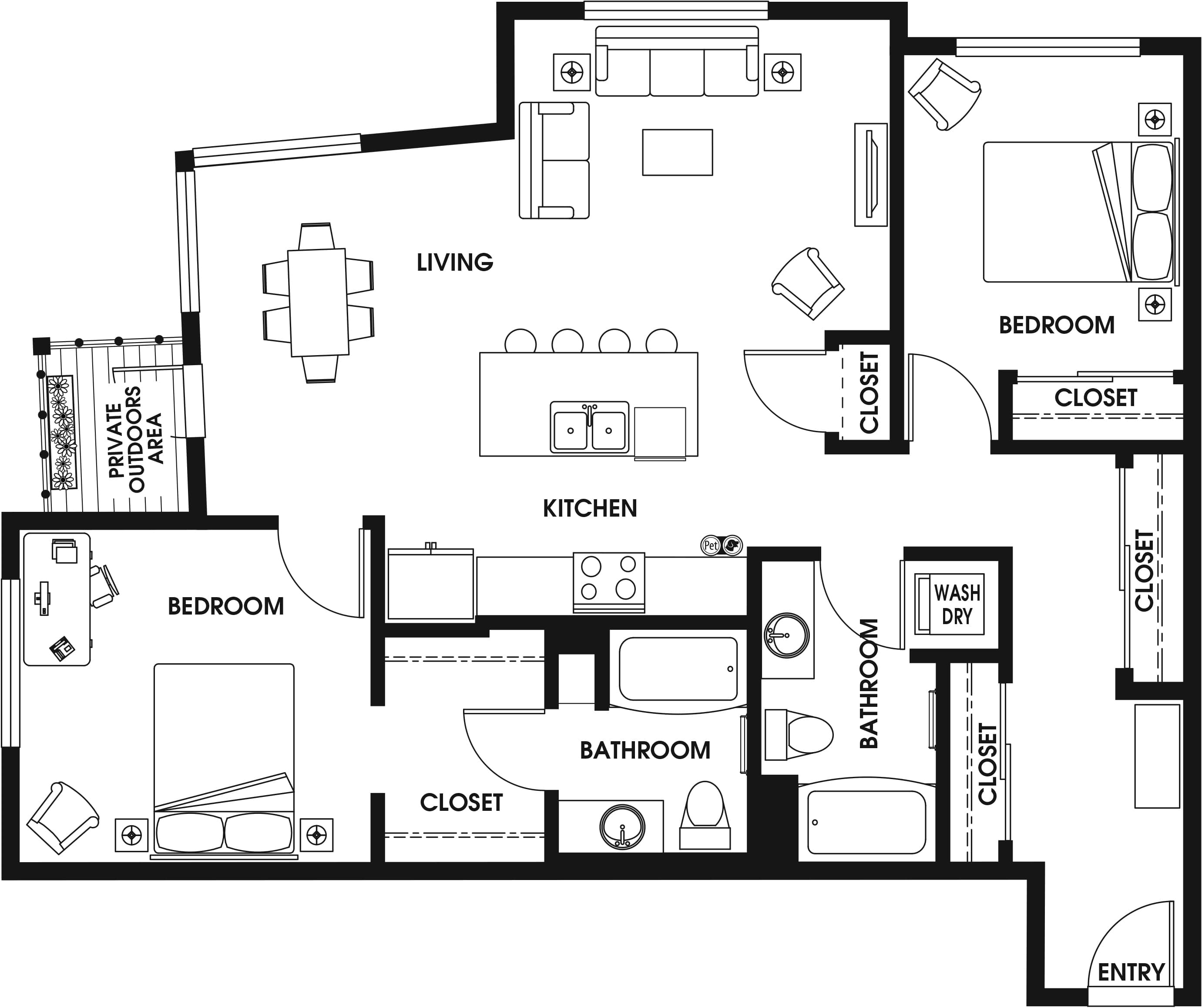 2 Bed/2 Bath ARCH-C1
