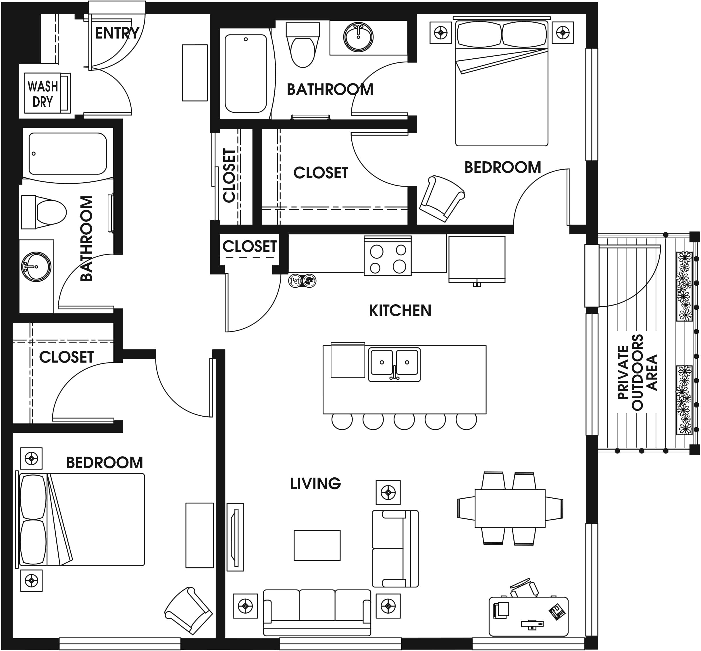 2 Bed/2 Bath ARCH-C2-2