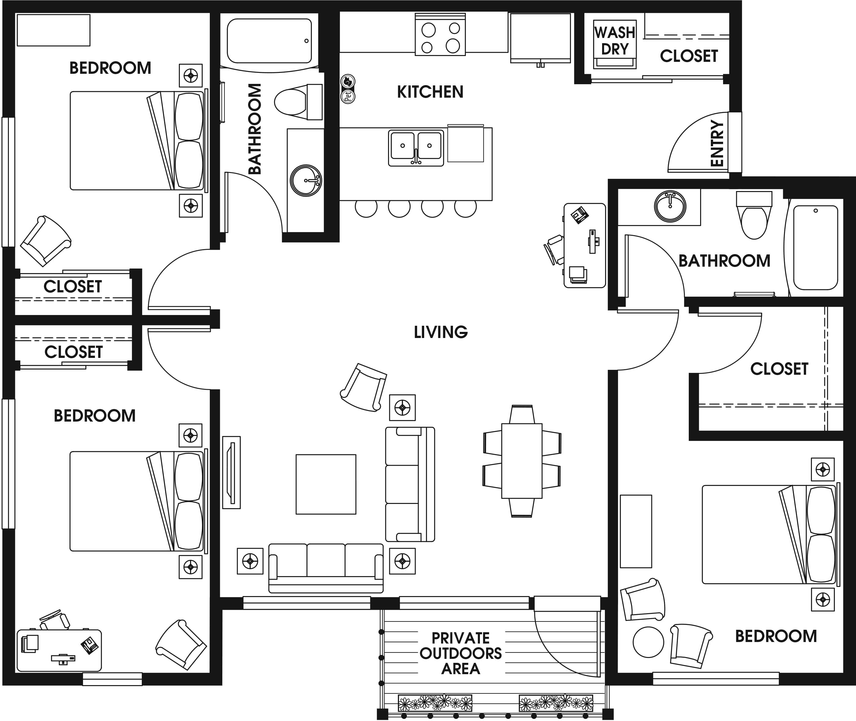3 Bed/2 Bath-D1