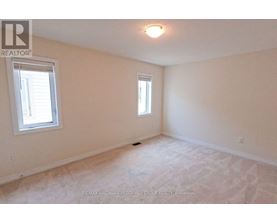 A white bedroom with a window and carpeted floor.