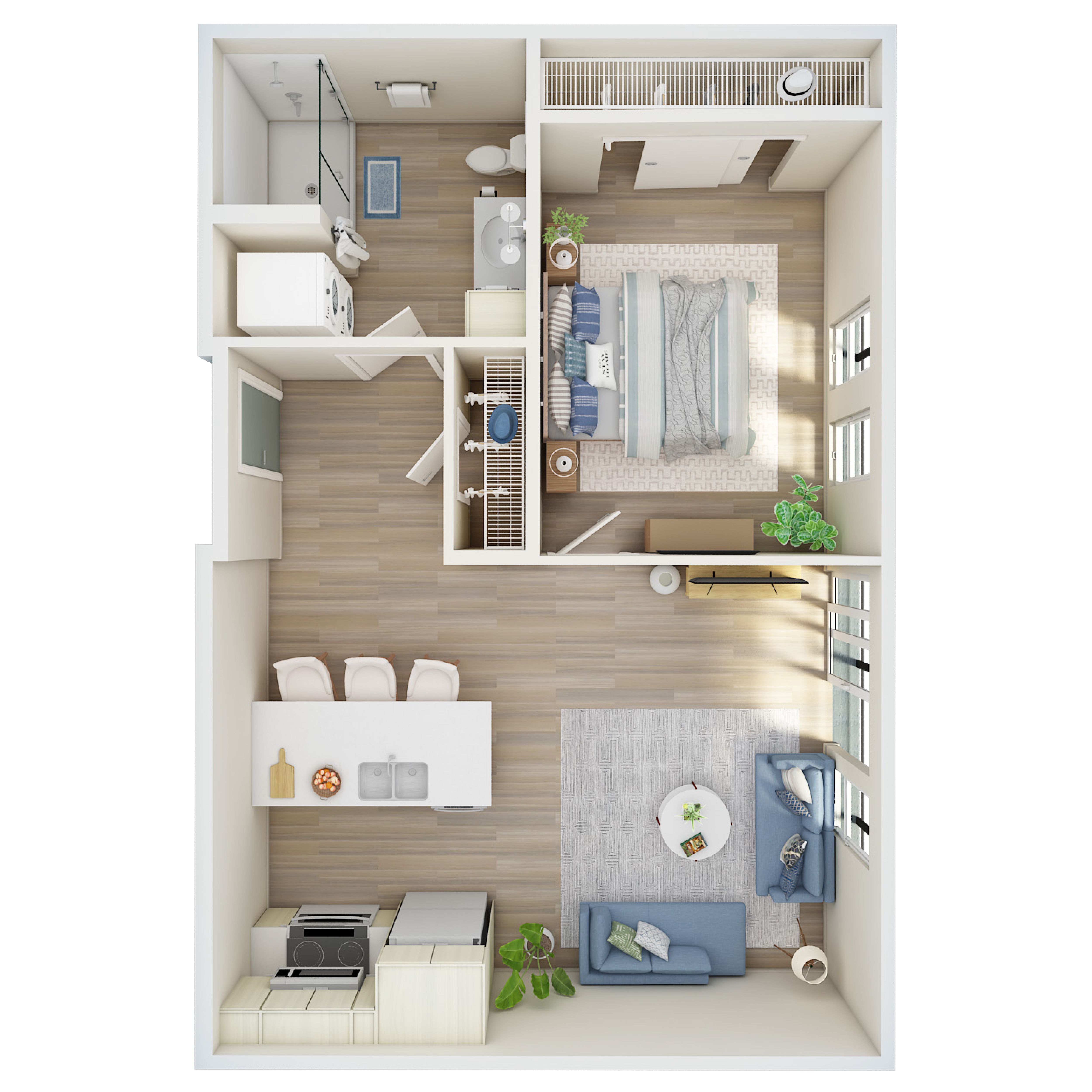 1 Bed, 1 Bath - L