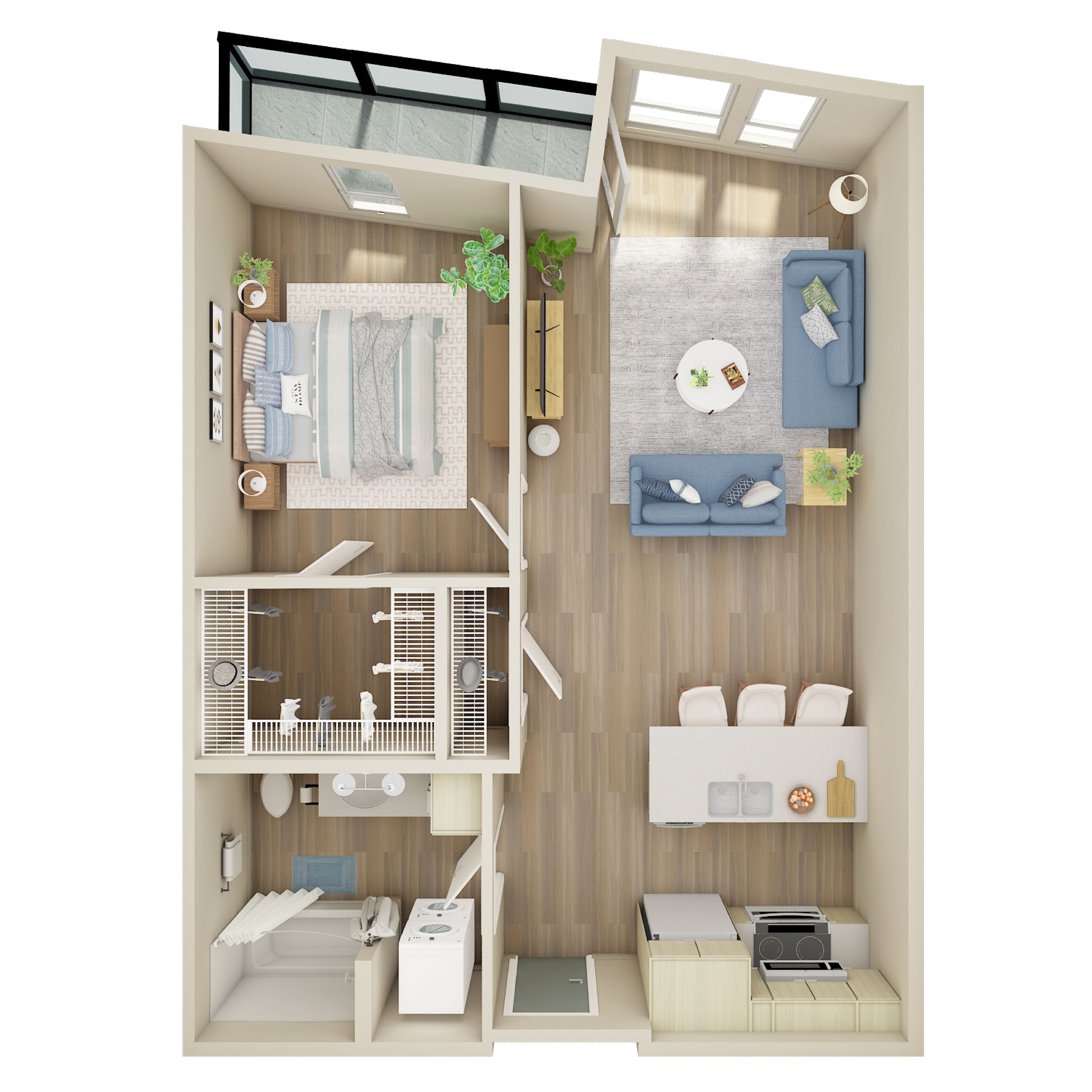 1 Bed, 1 Bath - M