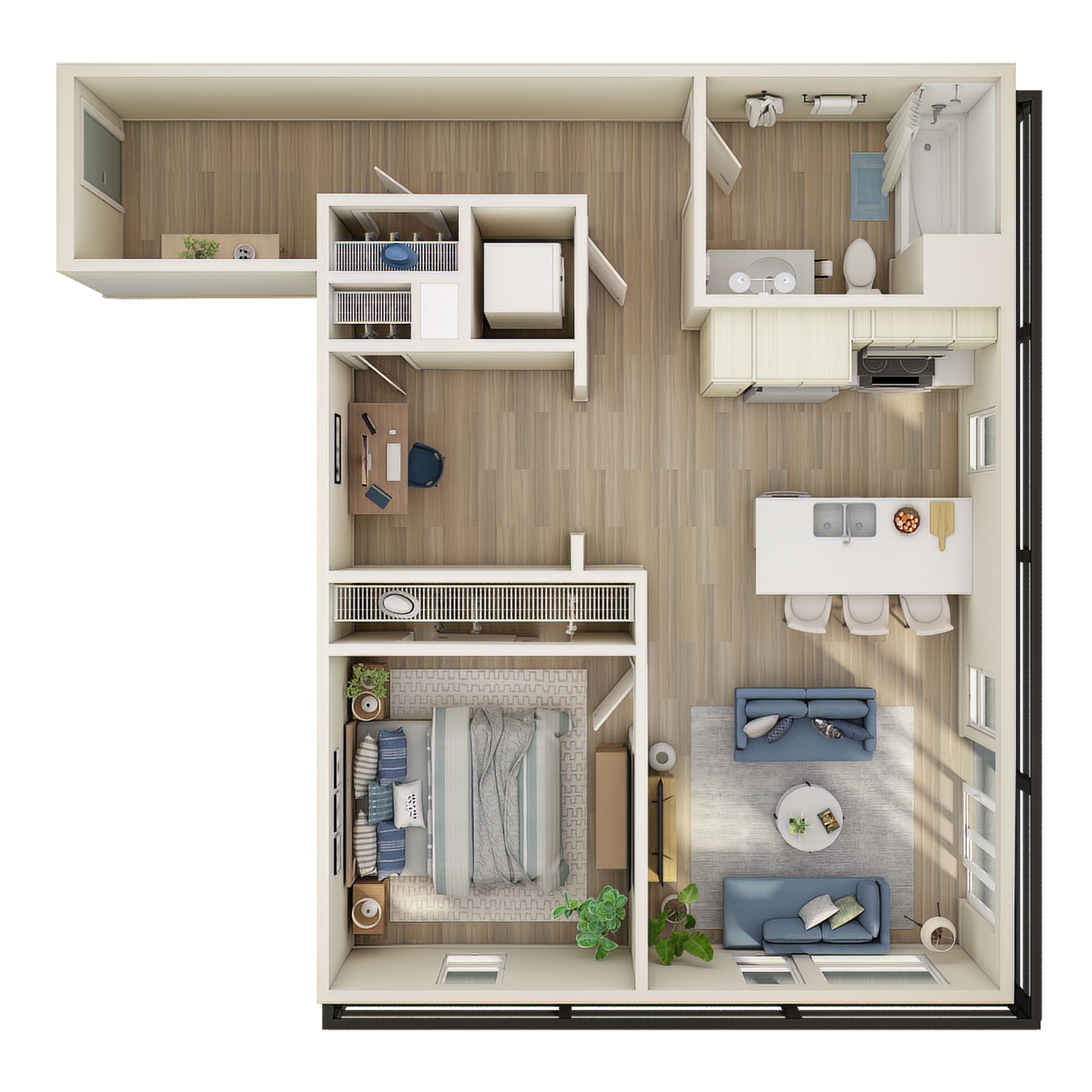 1 Bed, 1 Bath Den - D